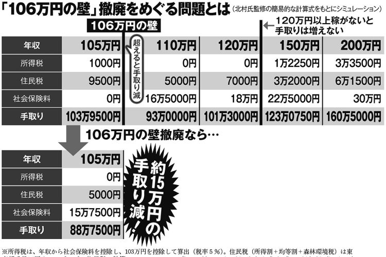 「106万円の壁」撤廃をめぐる問題とは